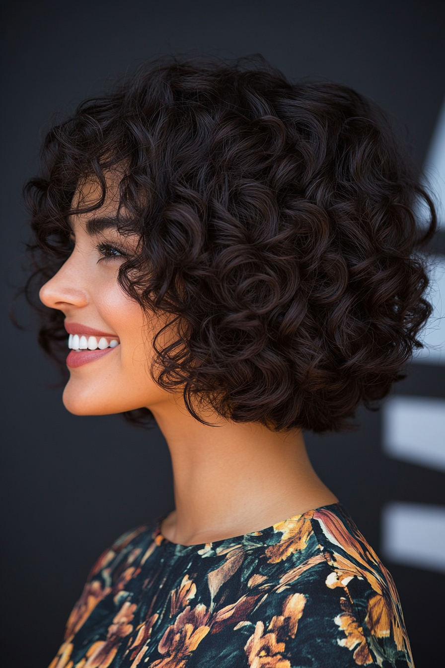 2. Tight Curly Bob - Dark Brown (Short Curly Hairstyles For Women) - Short Curly Hairstyles For Women