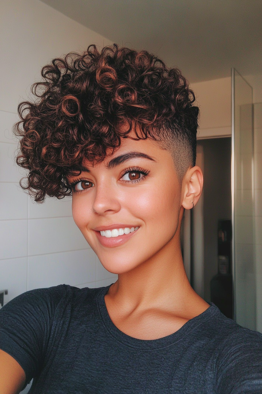 7. Curly Mohawk - Dark Auburn (Short Curly Hairstyles For Women) - Short Curly Hairstyles For Women