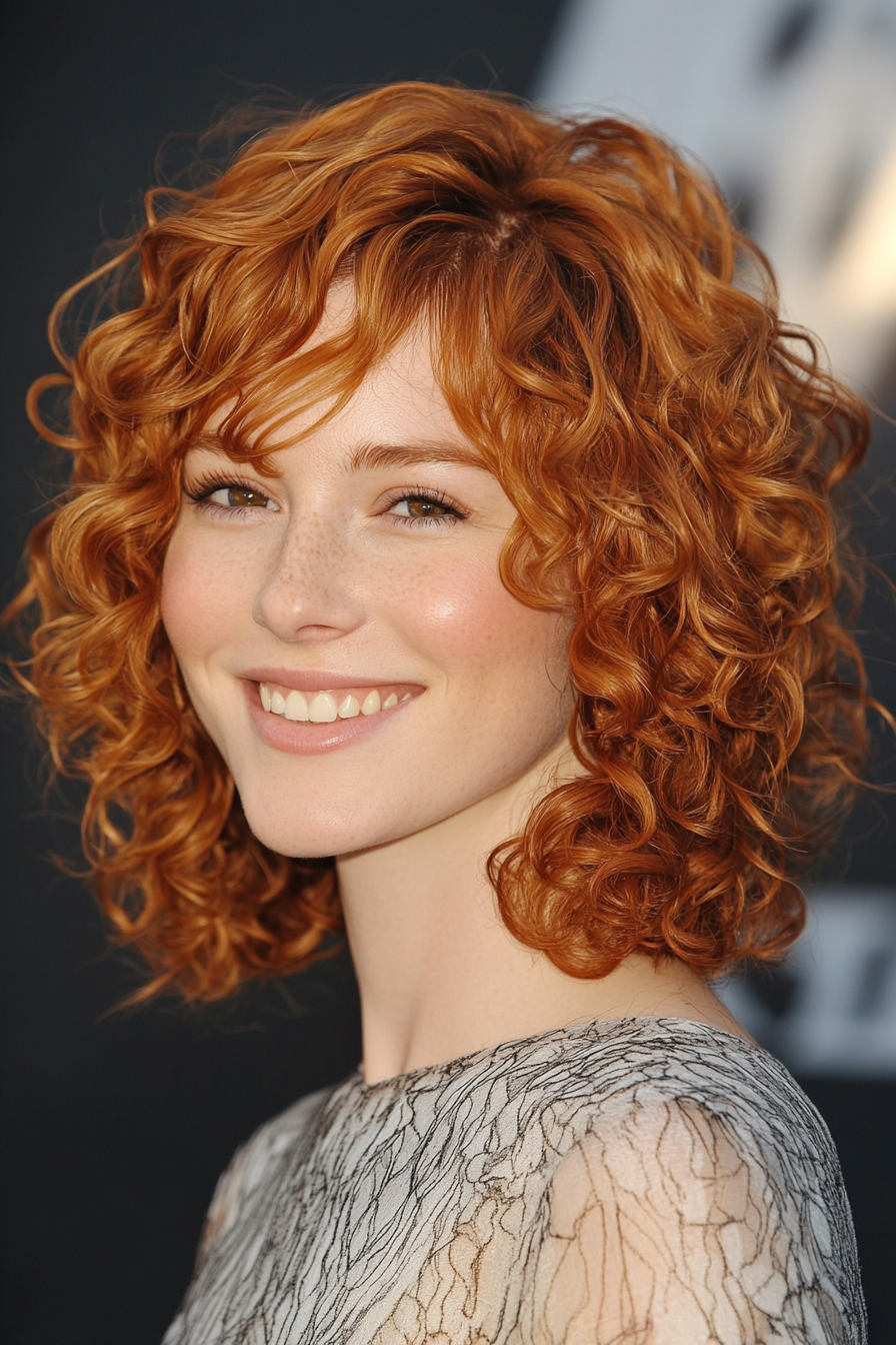 10. Curly Shag Cut - Light Auburn (Short Curly Hairstyles For Women) - Short Curly Hairstyles For Women