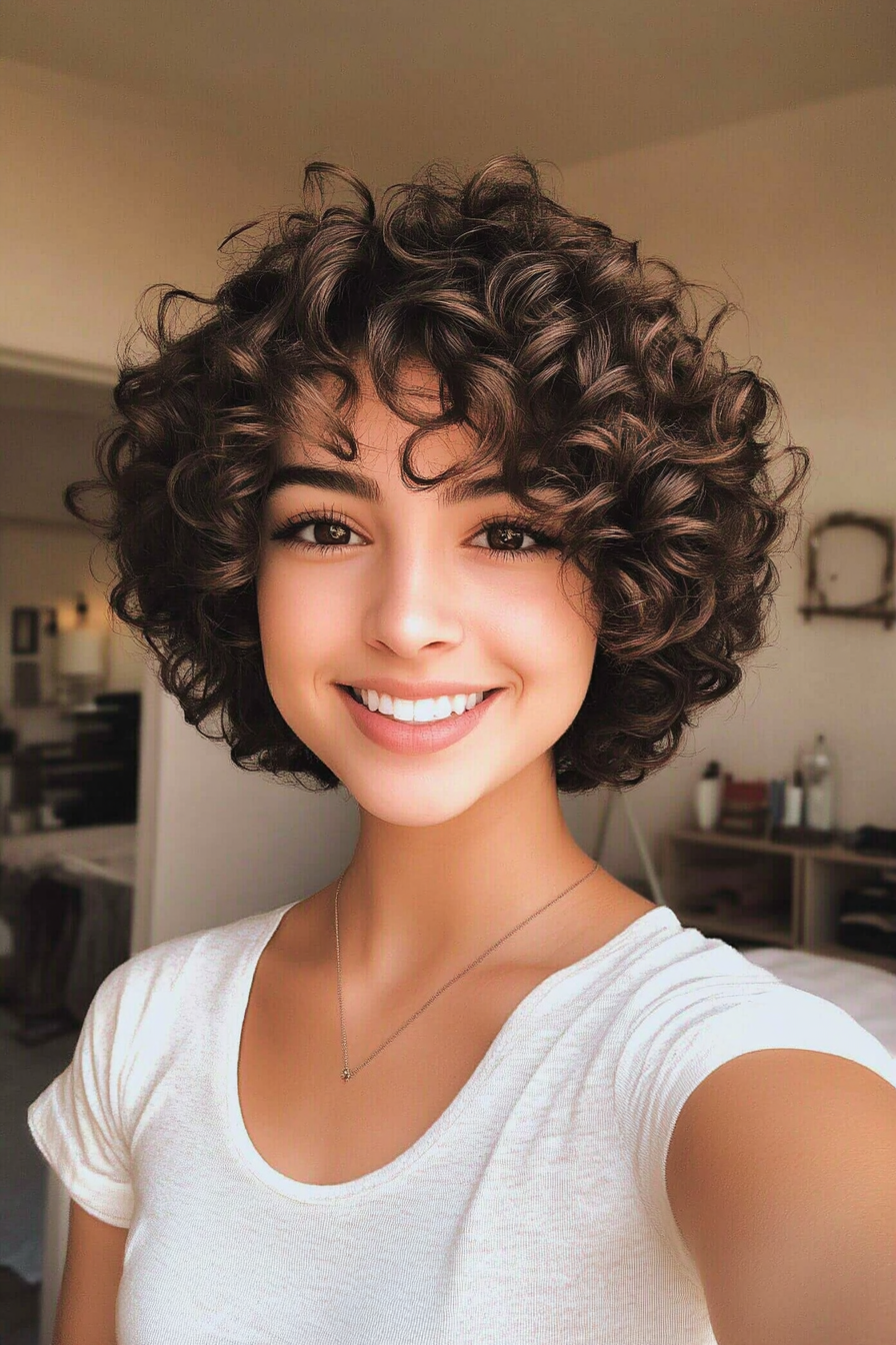 13. Curly Bowl Cut - Ash Brown (Short Curly Hairstyles For Women) - Short Curly Hairstyles For Women