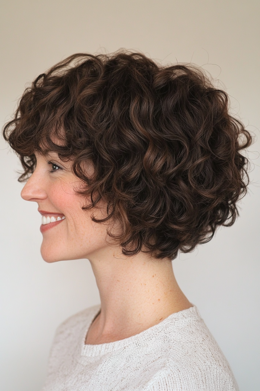 18. Curly Tapered Pixie - Dark Brown (Short Curly Hairstyles For Women) - Short Curly Hairstyles For Women