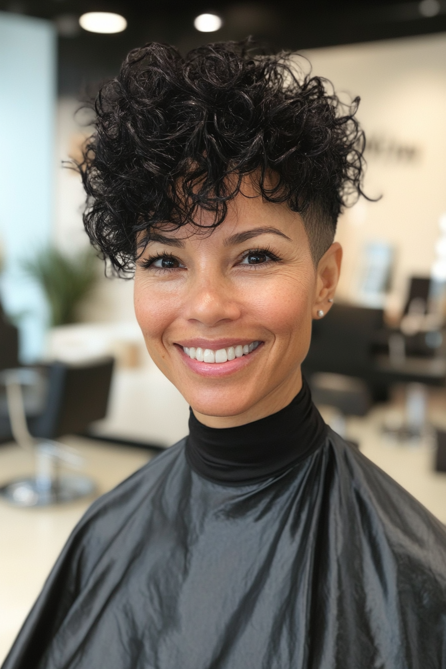 21. Curly Faux Hawk - Natural Black (Short Curly Hairstyles For Women) - Short Curly Hairstyles For Women