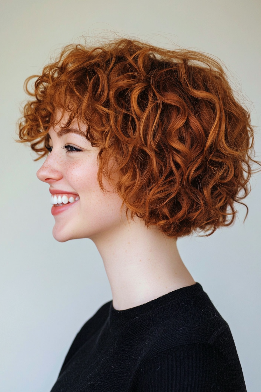 26. Curly Crop with Fringe - Auburn (Short Curly Hairstyles For Women) - Short Curly Hairstyles For Women