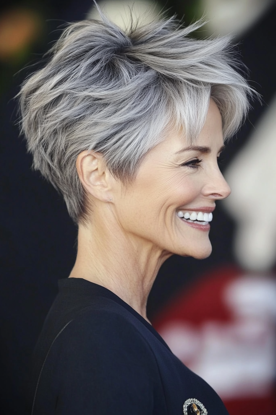 2. Textured Pixie - Salt and Pepper (Short Layered Haircuts For Women Over 60) - Short Layered Haircuts For Women Over 60