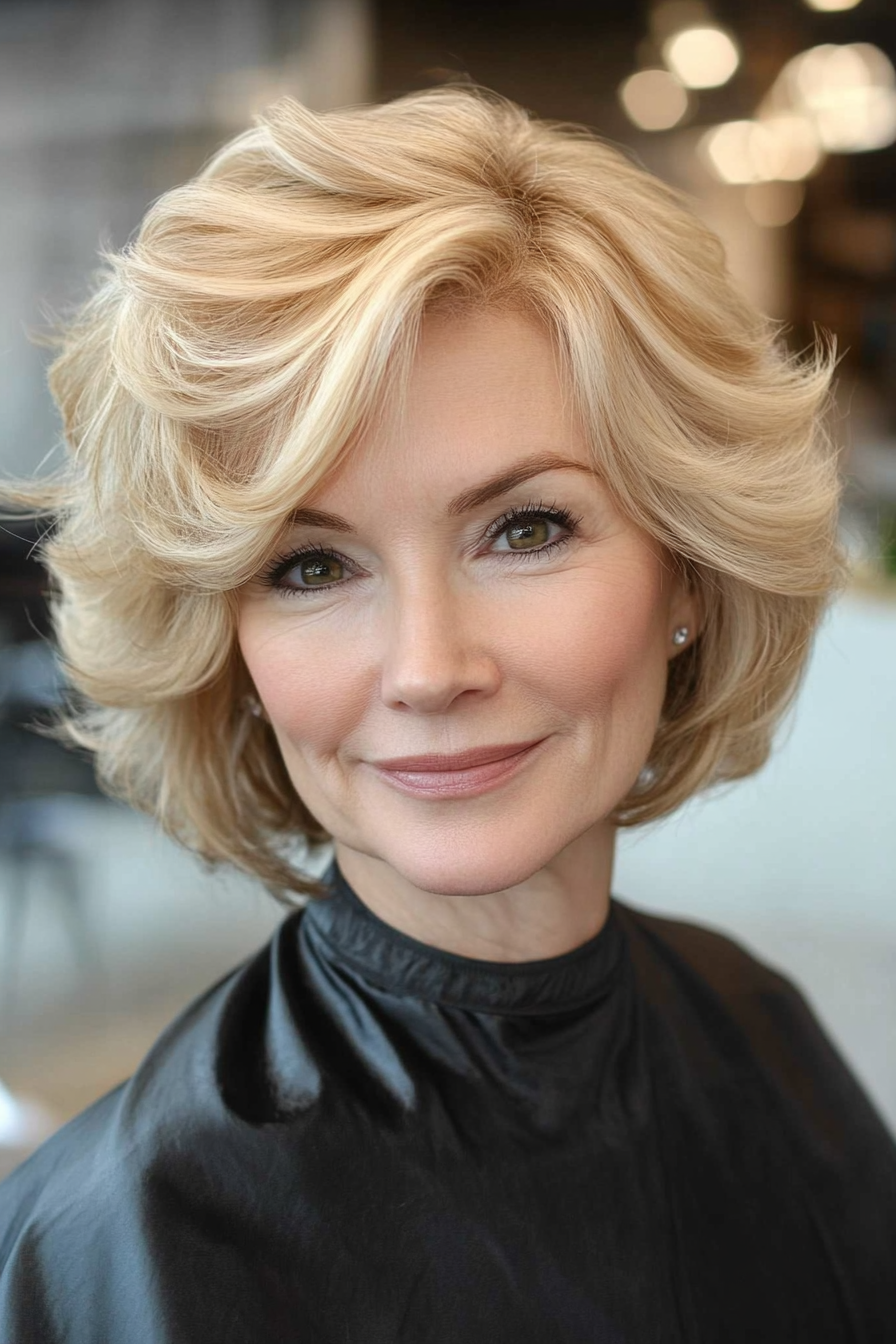 5. Short Curled Bob - Golden Blonde (Short Layered Haircuts For Women Over 60) - Short Layered Haircuts For Women Over 60