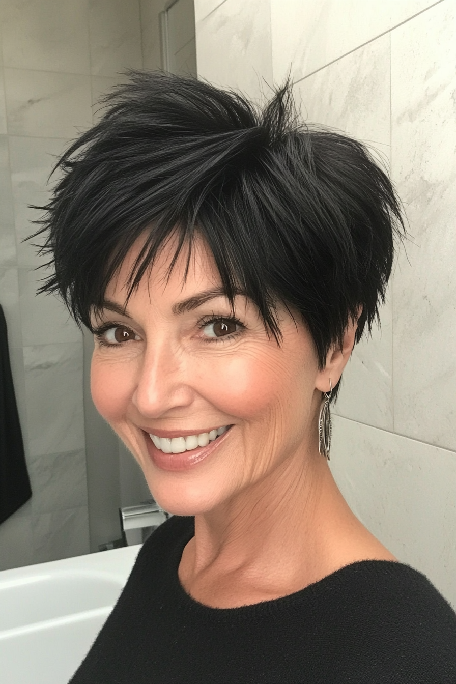 7. Textured Crop - Black (Short Layered Haircuts For Women Over 60) - Short Layered Haircuts For Women Over 60