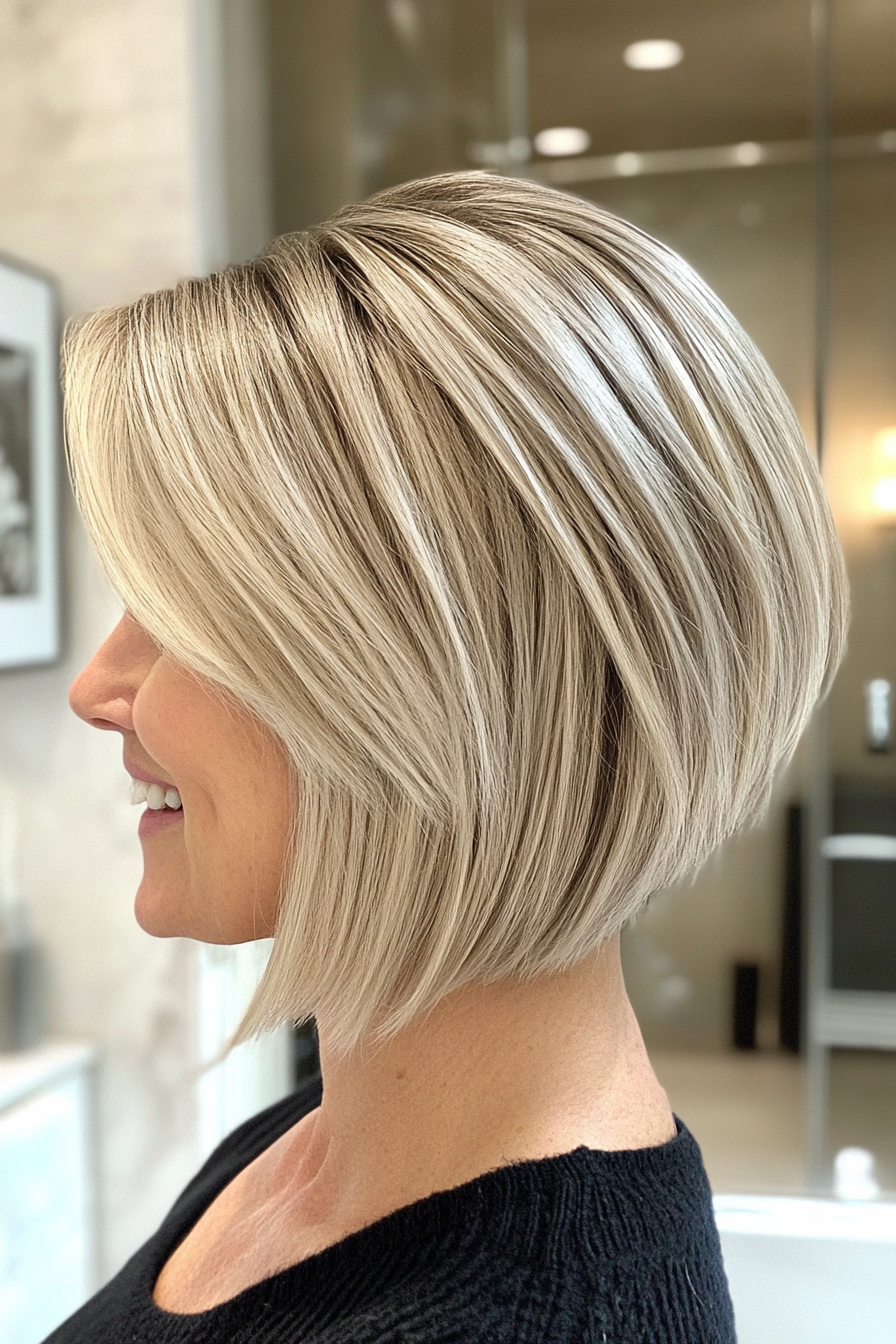 10. Inverted Bob - Platinum Blonde (Short Layered Haircuts For Women Over 60) - Short Layered Haircuts For Women Over 60