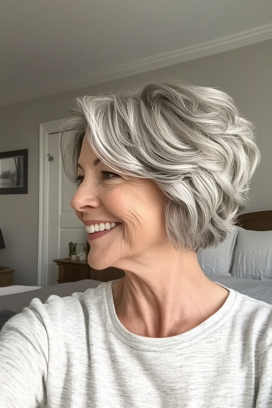 13. Wavy Pixie Cut - Silver (Short Layered Haircuts For Women Over 60) - Short Layered Haircuts For Women Over 60