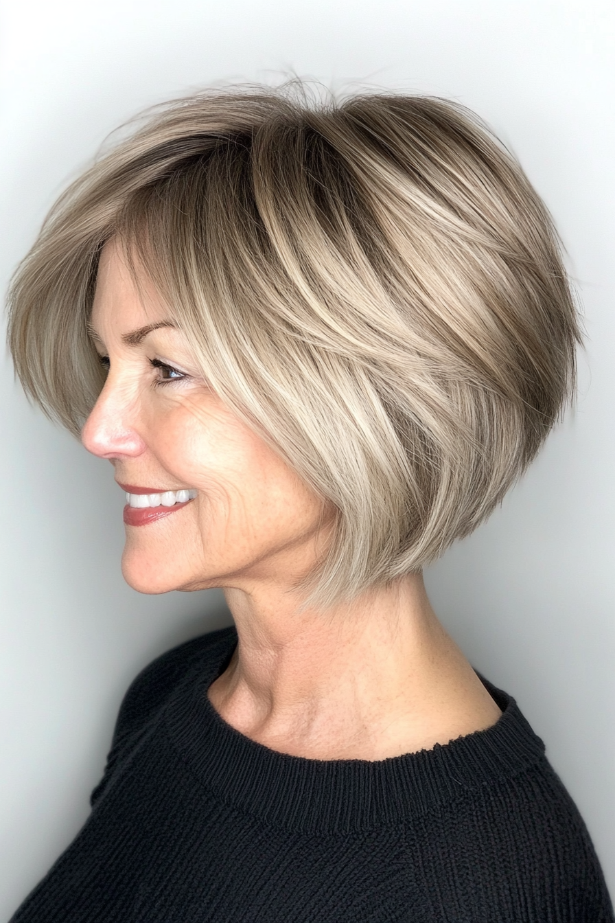 15. Asymmetrical Bob - Dark Blonde (Short Layered Haircuts For Women Over 60) - Short Layered Haircuts For Women Over 60