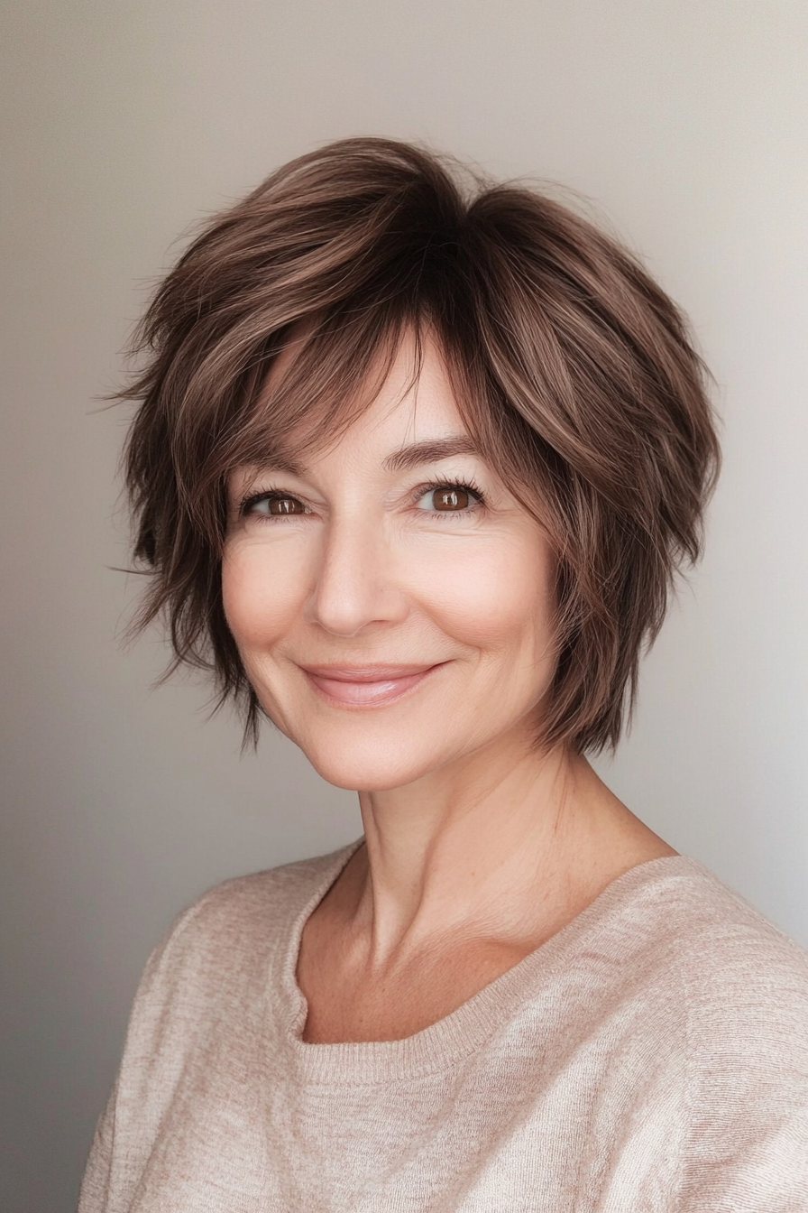 16. Modern Shag - Ash Brown (Short Layered Haircuts For Women Over 60) - Short Layered Haircuts For Women Over 60