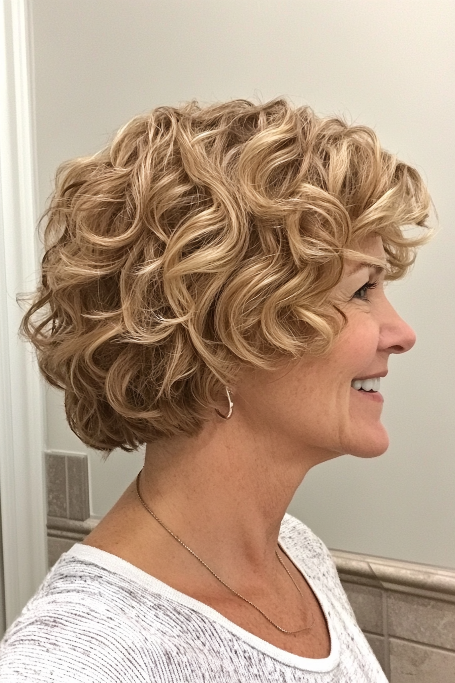 17. Curly Lob - Honey Blonde (Short Layered Haircuts For Women Over 60) - Short Layered Haircuts For Women Over 60