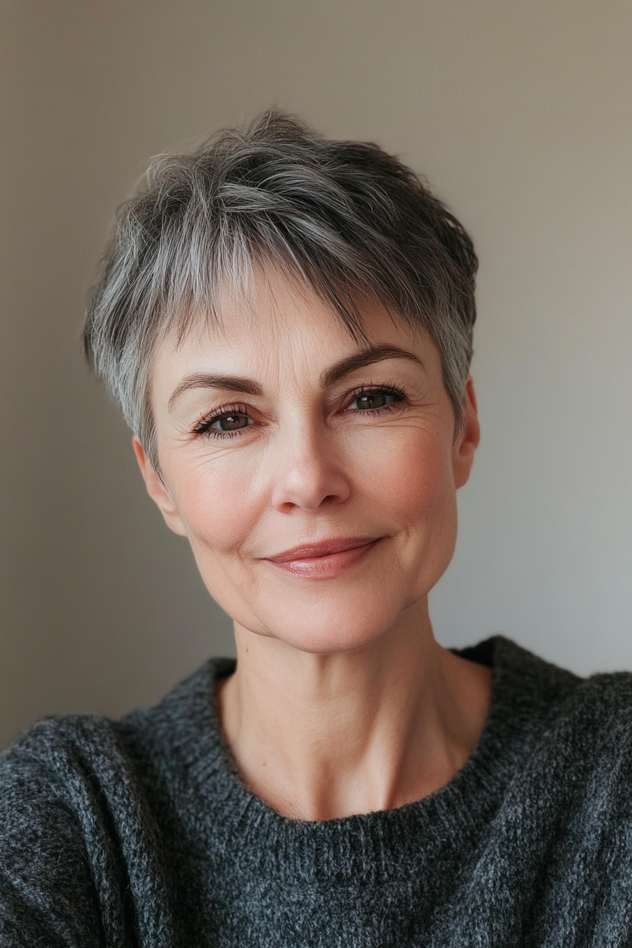 19. Tapered Pixie - Dark Grey (Short Layered Haircuts For Women Over 60) - Short Layered Haircuts For Women Over 60
