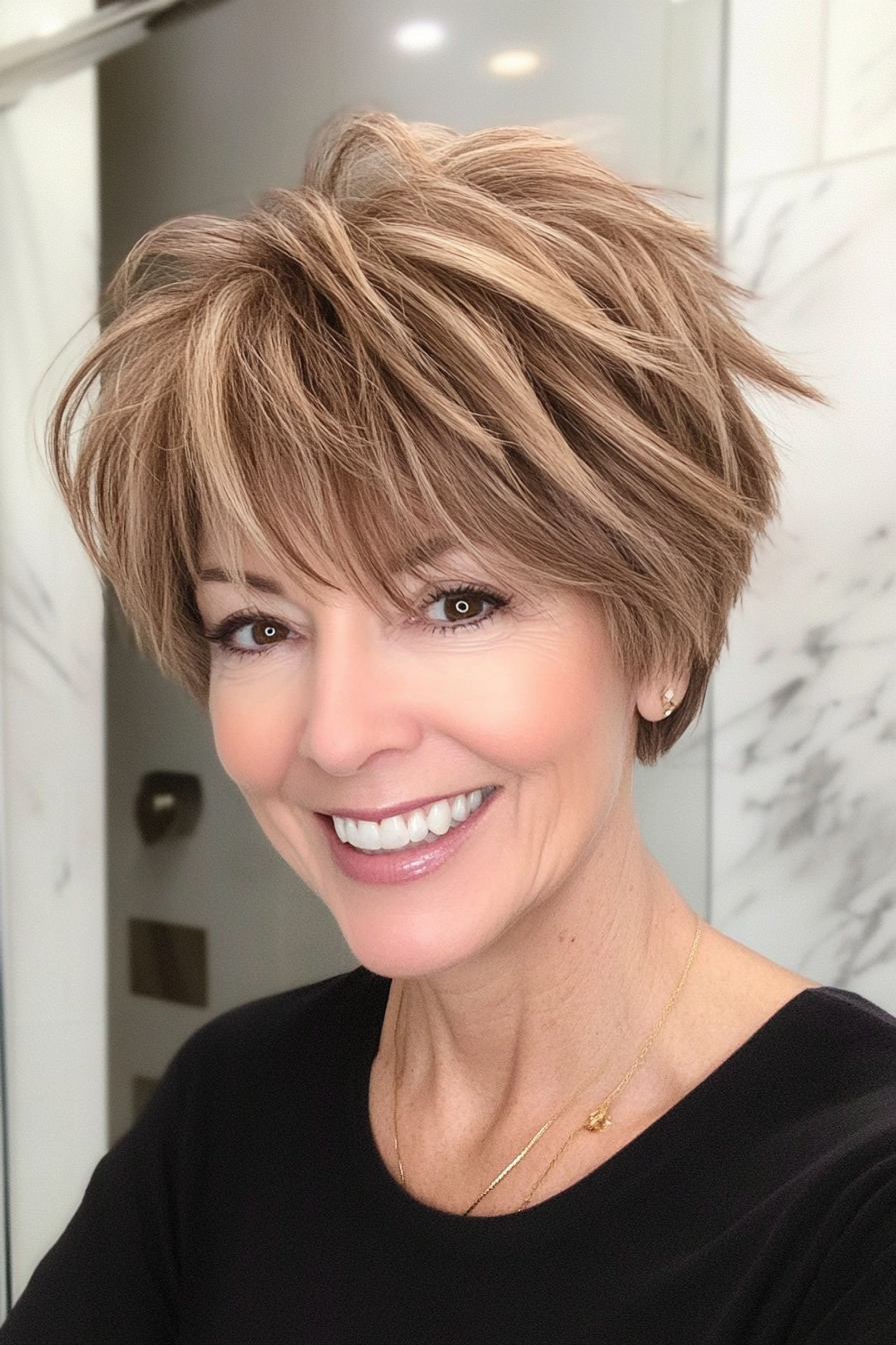 21. Choppy Pixie - Light Brown (Short Layered Haircuts For Women Over 60) - Short Layered Haircuts For Women Over 60