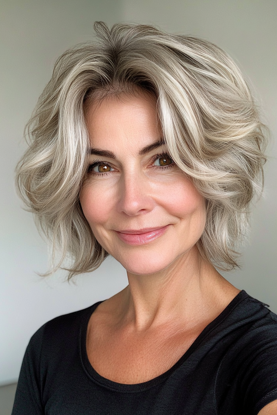 23. Tousled Shag - Blonde Highlights (Short Layered Haircuts For Women Over 60) - Short Layered Haircuts For Women Over 60