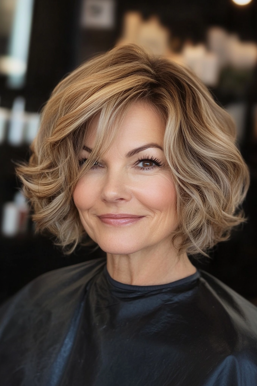 25. Slightly Curled Bob - Dark Blonde (Short Layered Haircuts For Women Over 60) - Short Layered Haircuts For Women Over 60