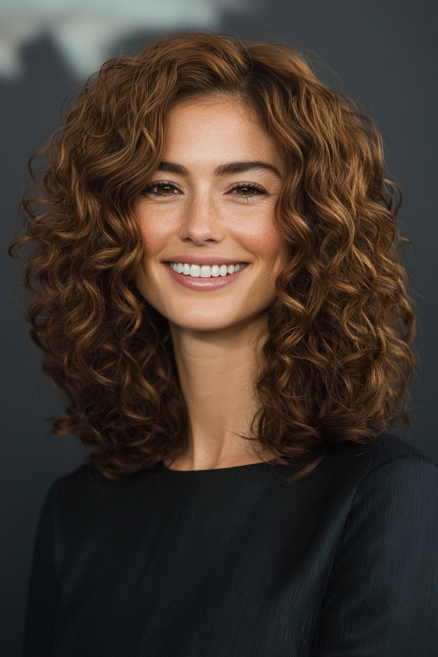 15. Loose Curly Waves in Chestnut Brown (Short Curly Haircuts For Older Women) - Short Curly Haircuts For Older Women