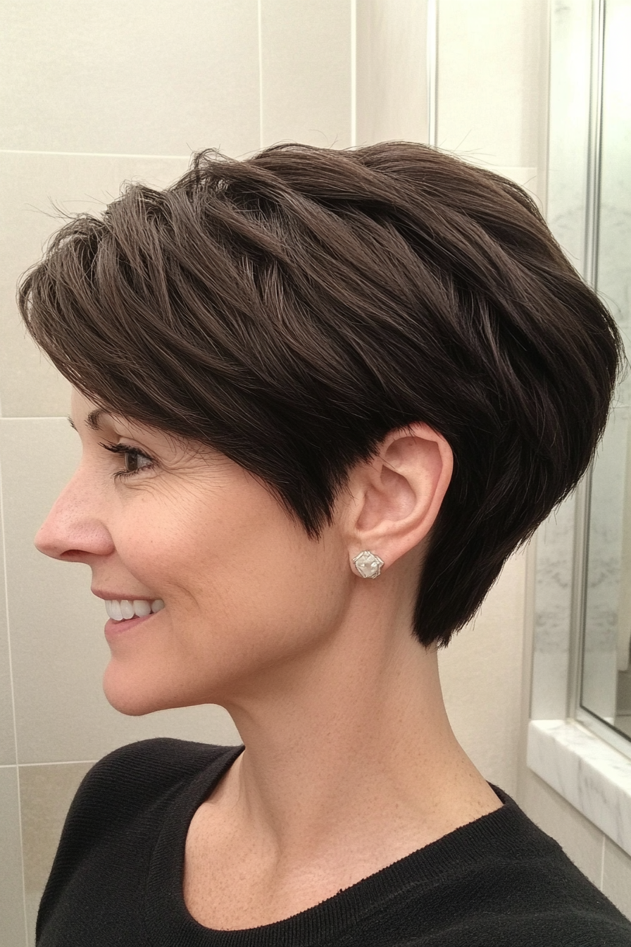 3. Dark Brown Textured Pixie (Short Pixie Haircuts For Women Over 50) - Short Pixie Haircuts For Women Over 50
