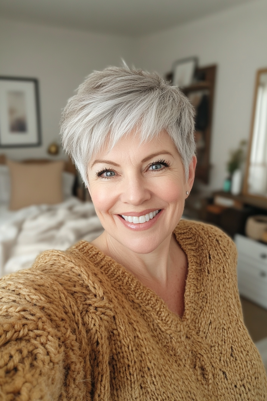 7. Salt and Pepper Pixie (Short Pixie Haircuts For Women Over 50) - Short Pixie Haircuts For Women Over 50