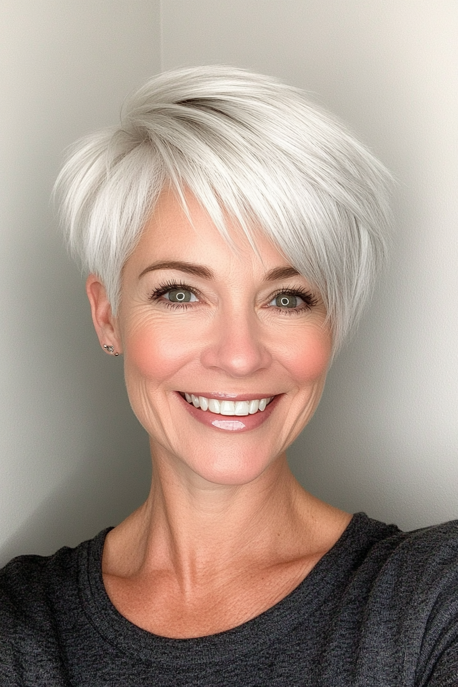 13. Silver and White Pixie (Short Pixie Haircuts For Women Over 50) - Short Pixie Haircuts For Women Over 50