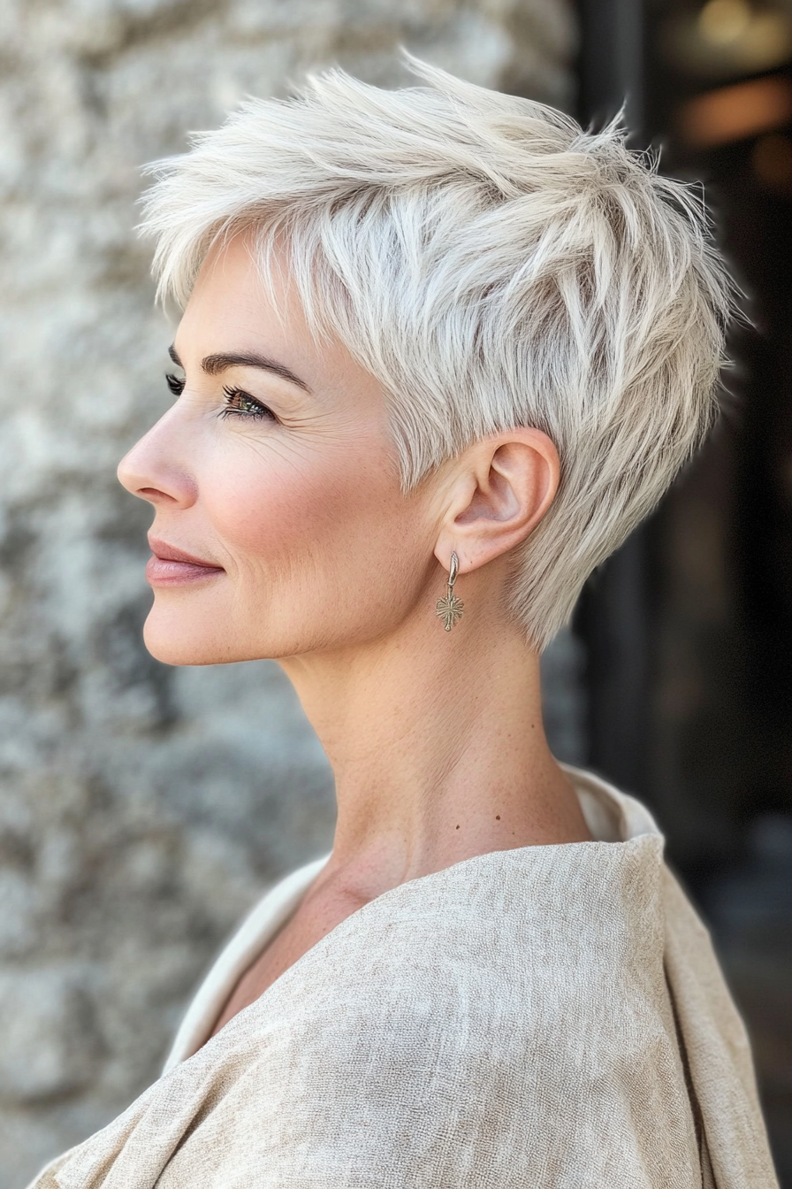 21. Soft White Pixie with Textured Ends (Short Pixie Haircuts For Women Over 50) - Short Pixie Haircuts For Women Over 50