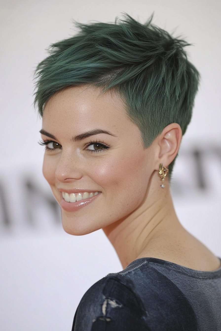 25. Olive Green Pixie (Very Short Pixie Haircuts) - Very Short Pixie Haircuts