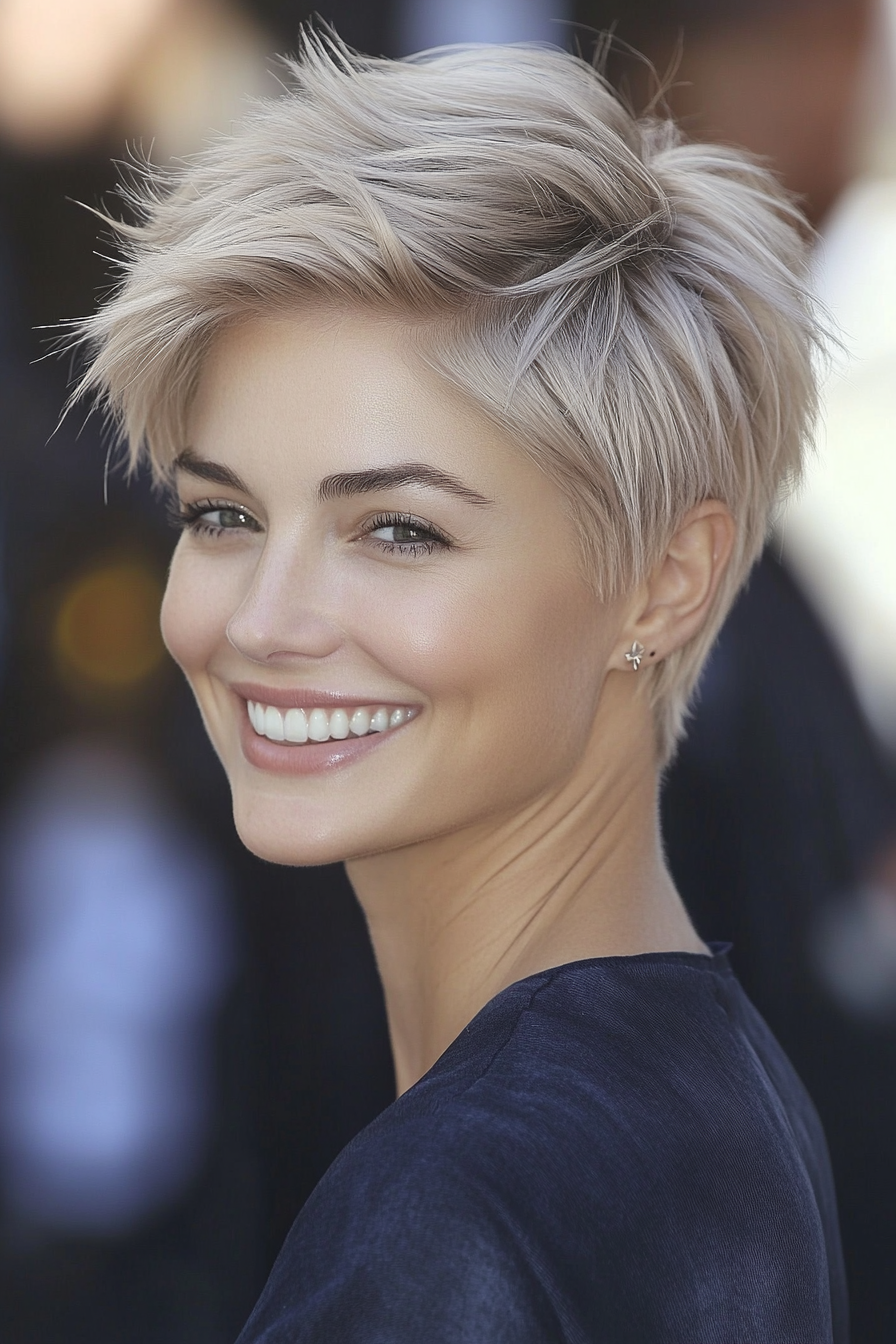 24. Cool Blonde Feathered Pixie (Very Short Pixie Haircuts) - Very Short Pixie Haircuts