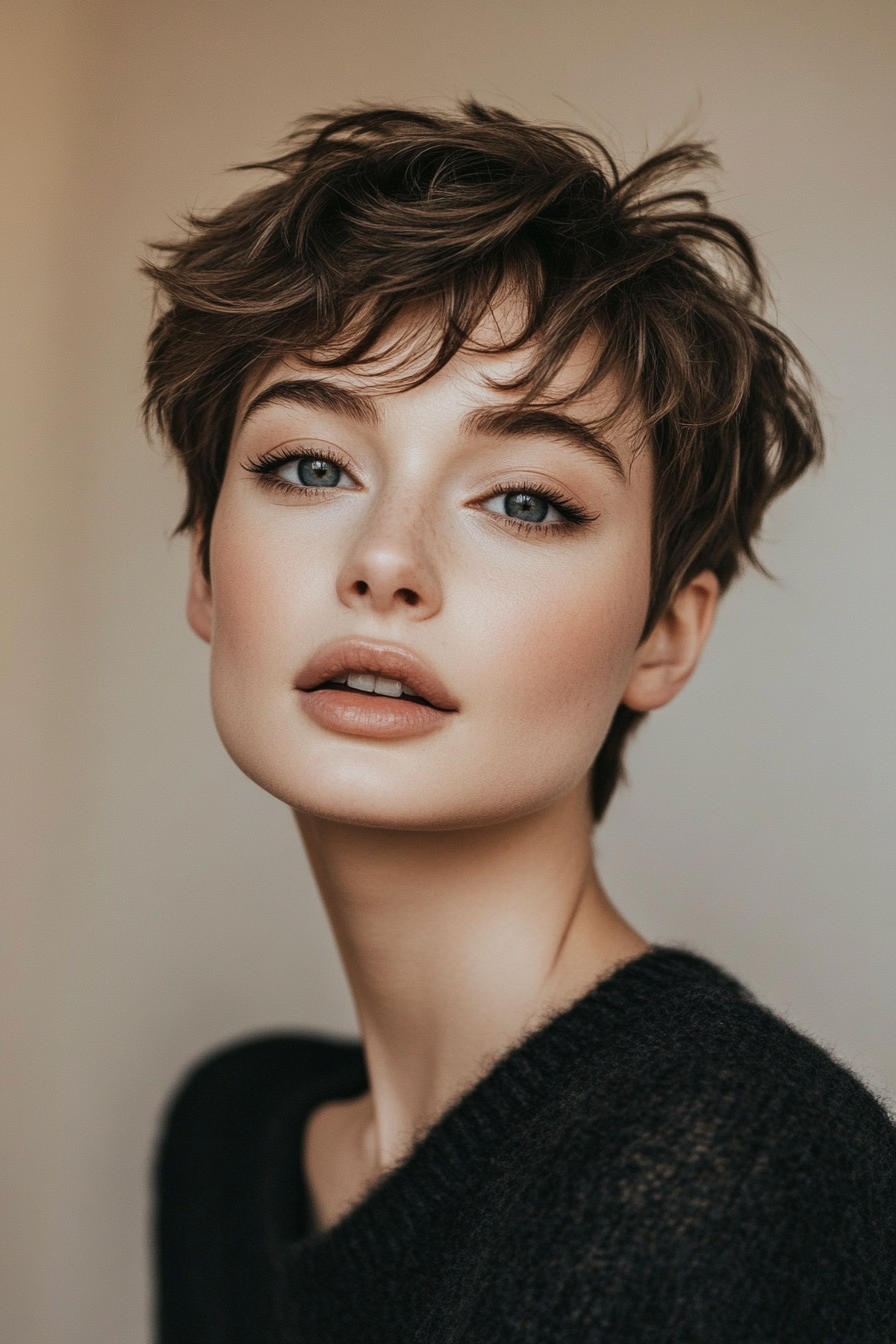 18. Medium Brown Textured Pixie (Very Short Pixie Haircuts) - Very Short Pixie Haircuts