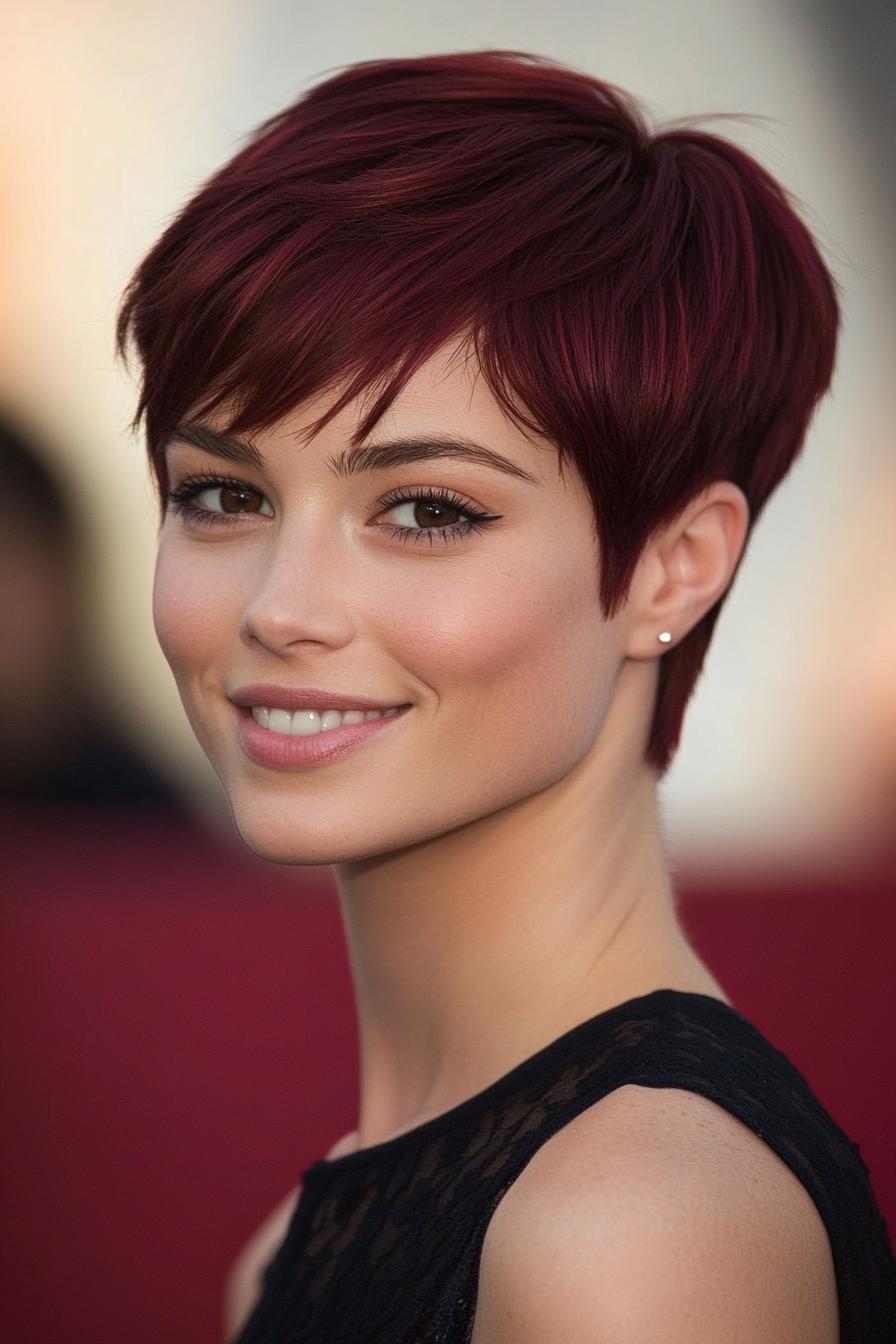 12. Burgundy Red Pixie (Very Short Pixie Haircuts) - Very Short Pixie Haircuts