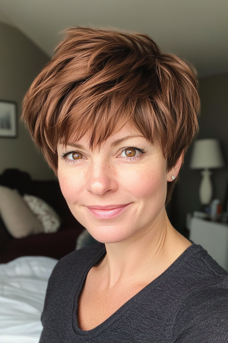 10. Chestnut Brown Layered Pixie (Very Short Pixie Haircuts) - Very Short Pixie Haircuts