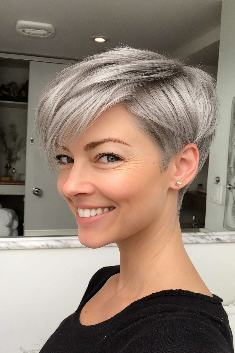 9. Soft Gray Pixie (Very Short Pixie Haircuts) - Very Short Pixie Haircuts