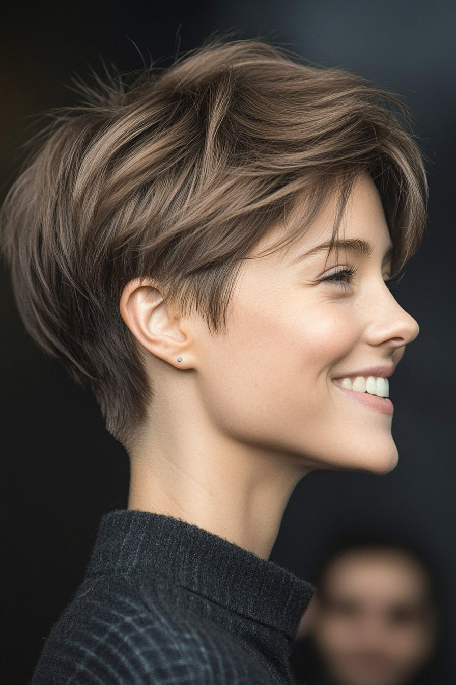 4. Ash Brown Layered Pixie (Very Short Pixie Haircuts) - Very Short Pixie Haircuts