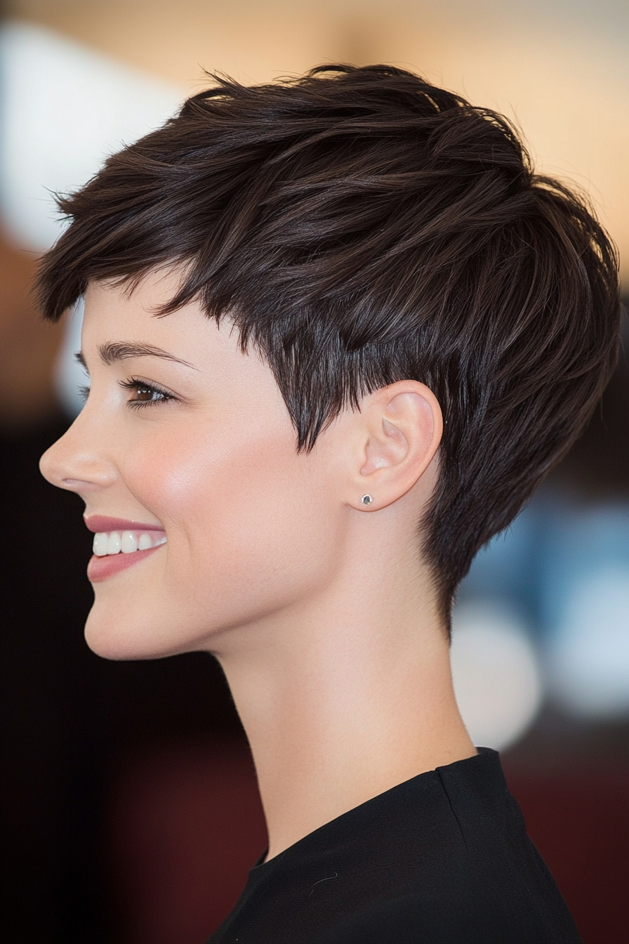 2. Dark Brown Textured Pixie (Very Short Pixie Haircuts) - Very Short Pixie Haircuts