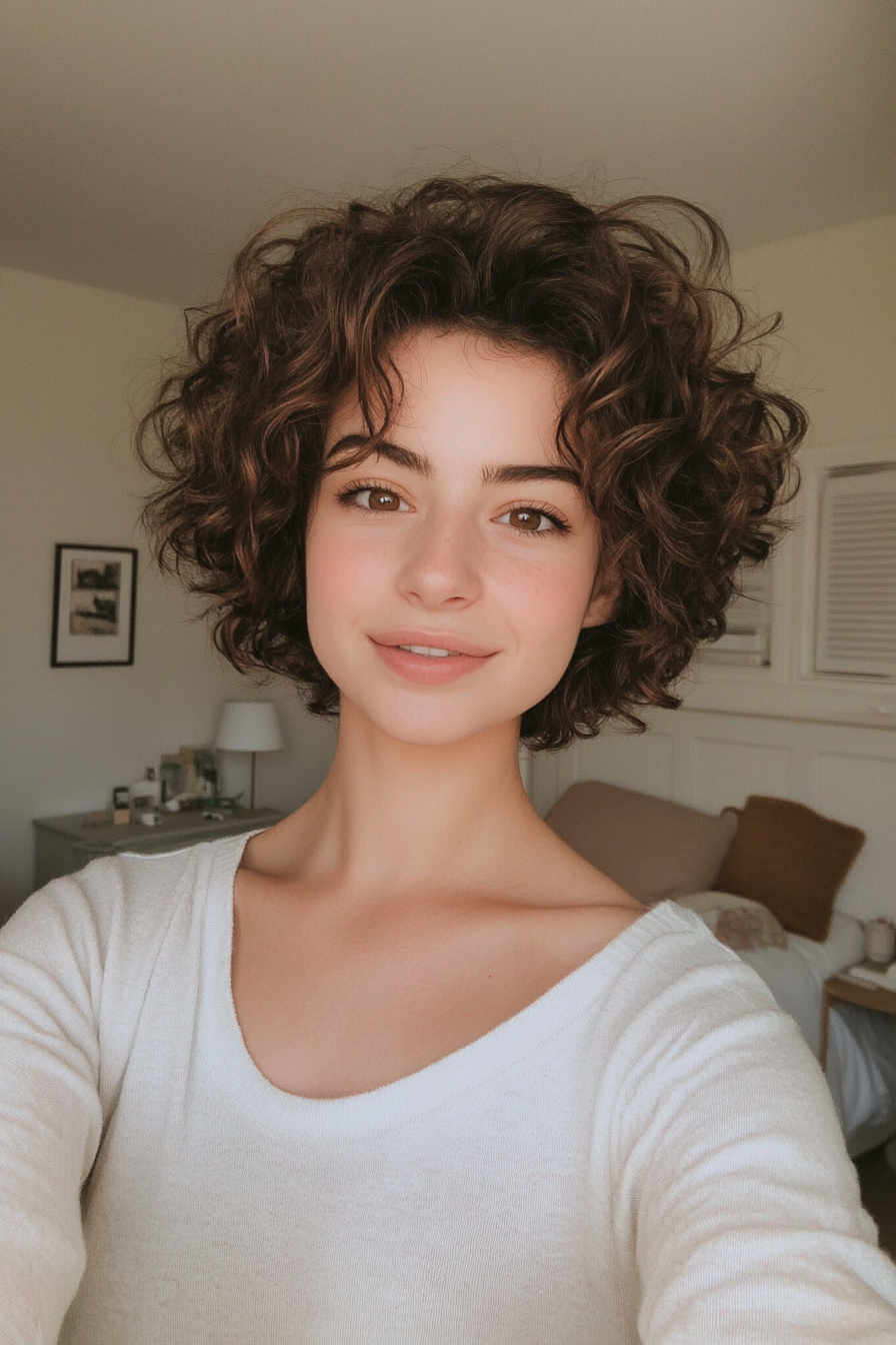 1. Soft Layered Pixie with Natural Brunette Curls (Pixie Curly Haircuts) - Pixie Curly Haircuts