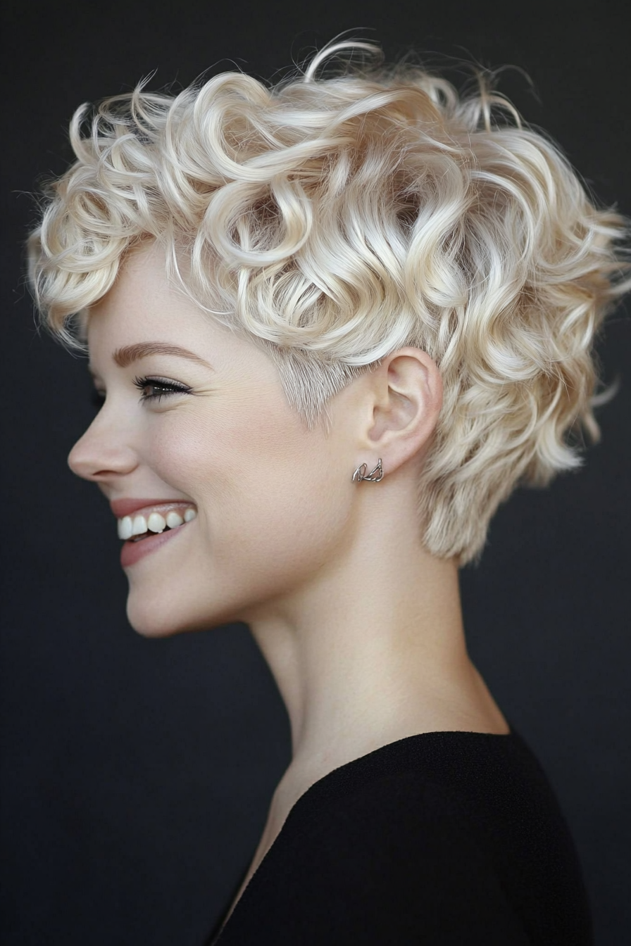 2. Platinum Blonde Curly Pixie (Pixie Curly Haircuts) - Pixie Curly Haircuts