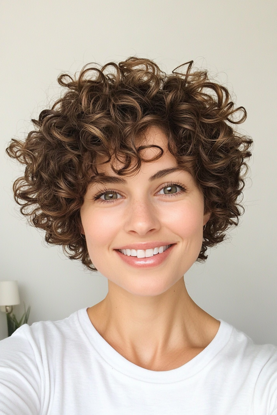 5. Ash Brown Curly Pixie with Messy Texture (Pixie Curly Haircuts) - Pixie Curly Haircuts