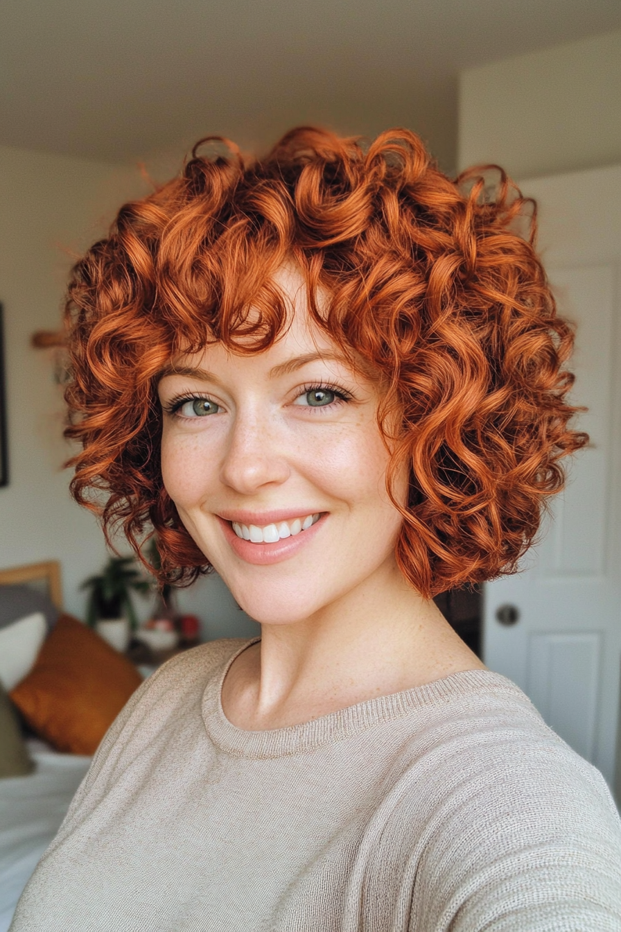 6. Copper Red Curly Pixie with Defined Curls (Pixie Curly Haircuts) - Pixie Curly Haircuts