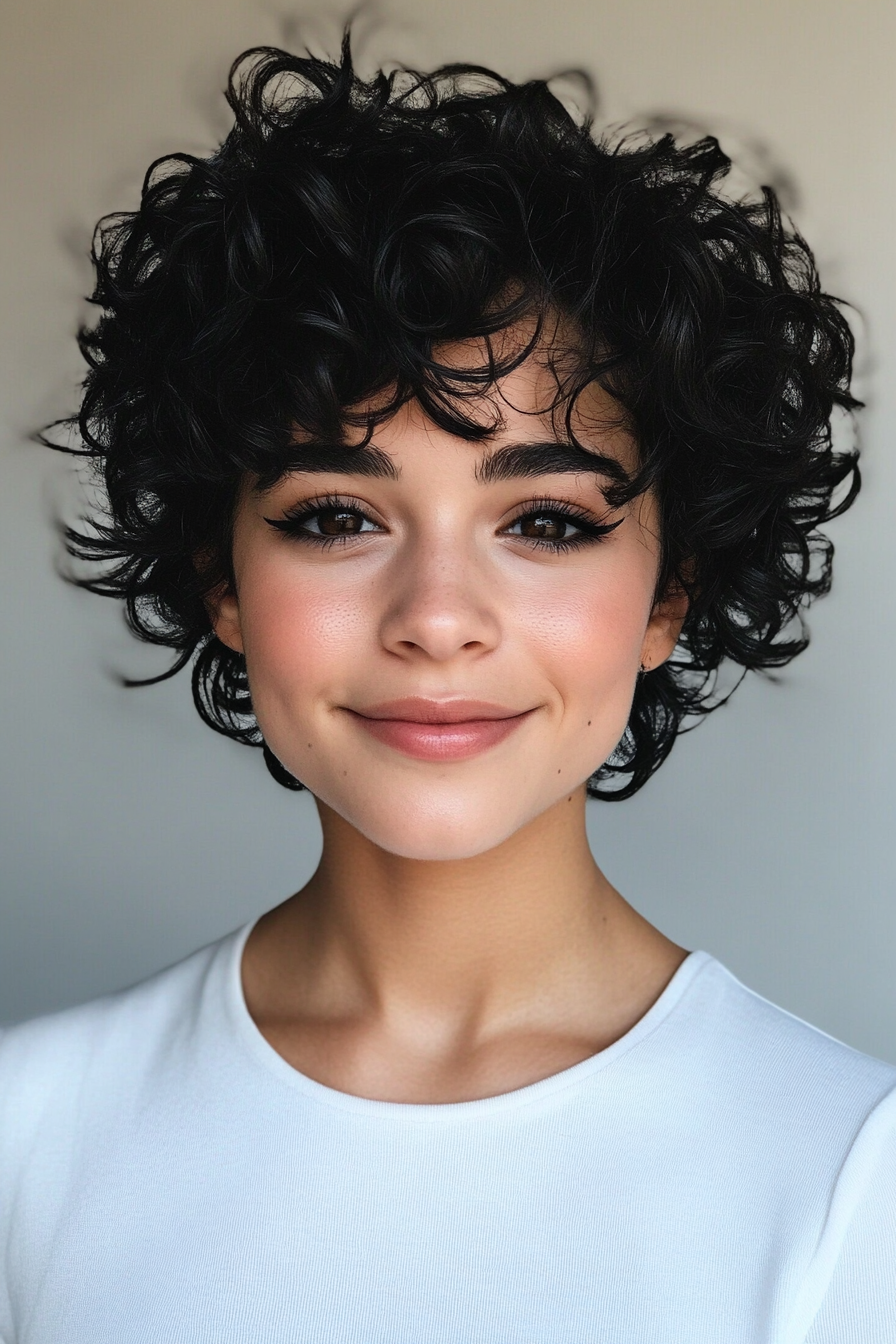 8. Jet Black Curly Pixie with Volume (Pixie Curly Haircuts) - Pixie Curly Haircuts