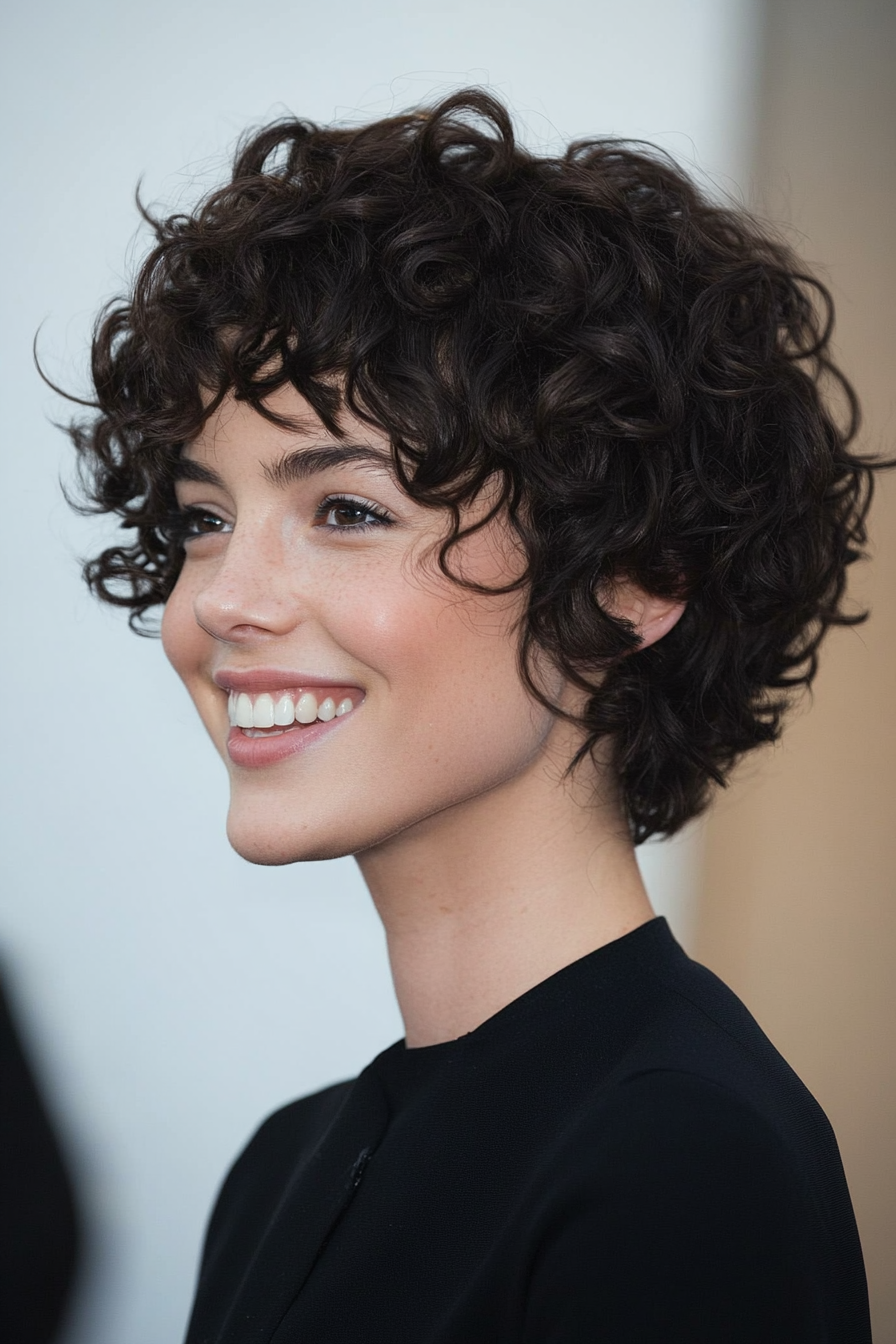 11. Deep Chocolate Curly Pixie with Textured Layers (Pixie Curly Haircuts) - Pixie Curly Haircuts
