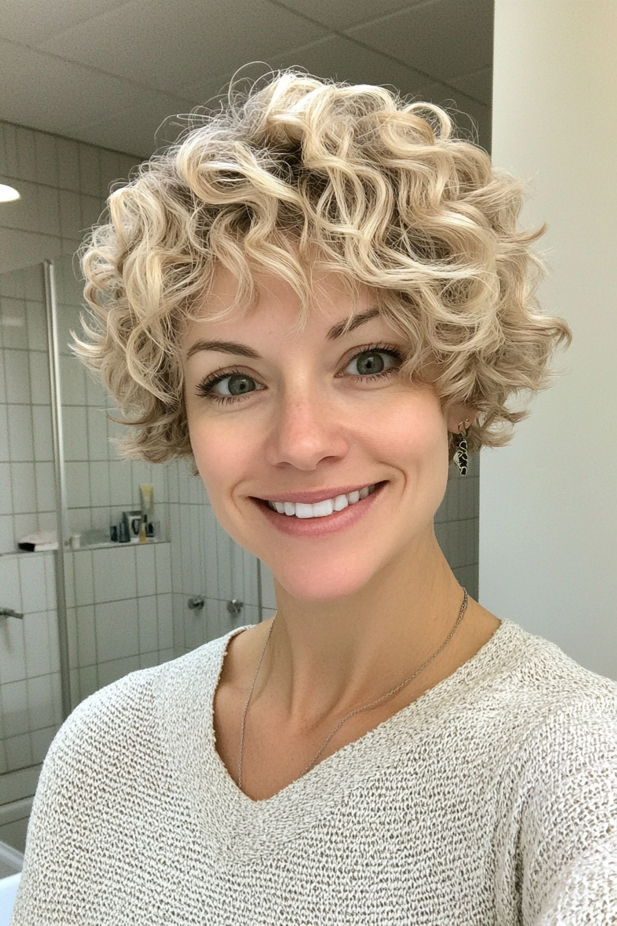 14. Soft Blonde Curly Pixie with Layered Volume (Pixie Curly Haircuts) - Pixie Curly Haircuts