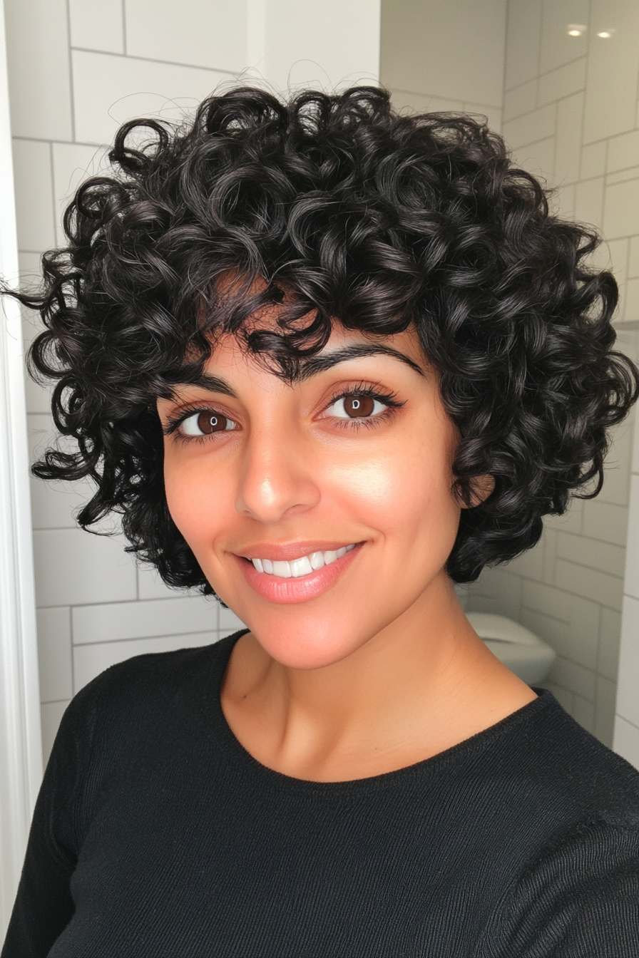 16. Natural Black Curly Pixie with Full Volume (Pixie Curly Haircuts) - Pixie Curly Haircuts