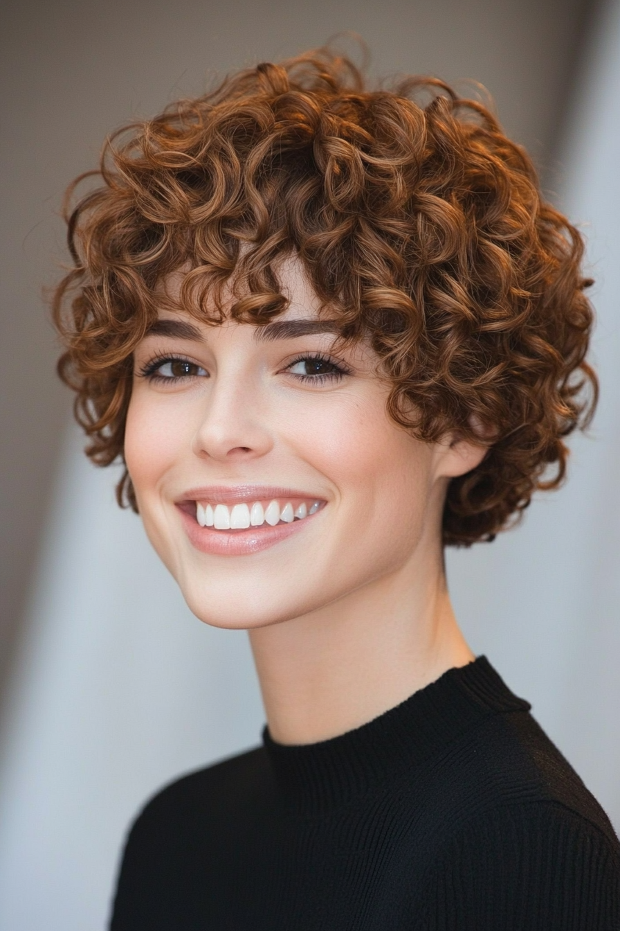17. Sandy Brown Curly Pixie with Soft Layers (Pixie Curly Haircuts) - Pixie Curly Haircuts