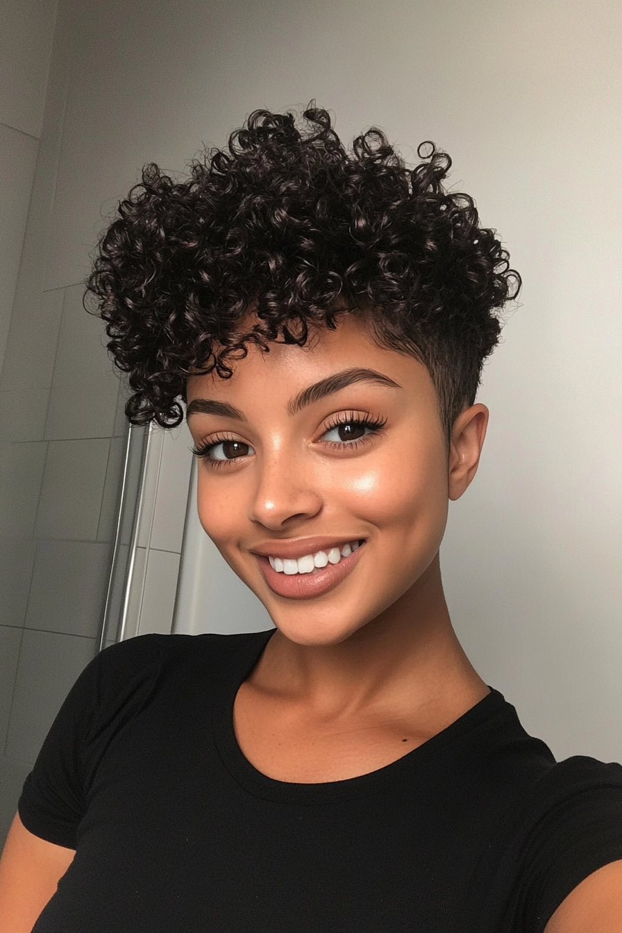 19. Dark Brown Curly Pixie with Tightly Coiled Curls (Pixie Curly Haircuts) - Pixie Curly Haircuts