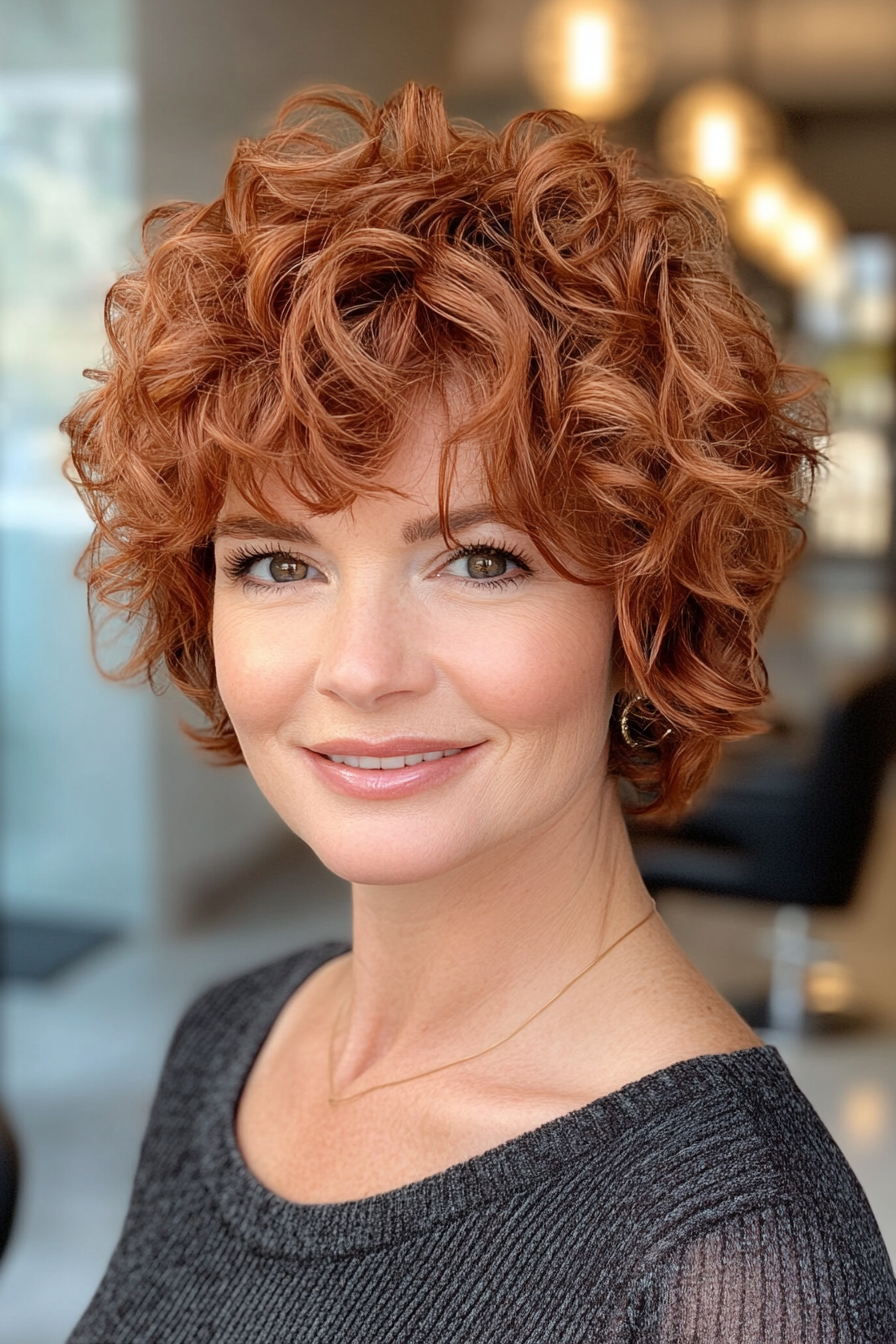 20. Light Copper Curly Pixie with Tousled Texture (Pixie Curly Haircuts) - Pixie Curly Haircuts