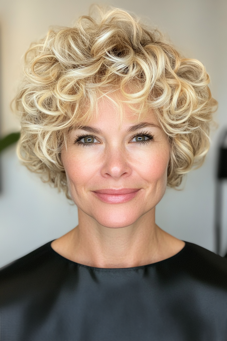 21. Light Blonde Curly Pixie with Layered Texture (Pixie Curly Haircuts) - Pixie Curly Haircuts