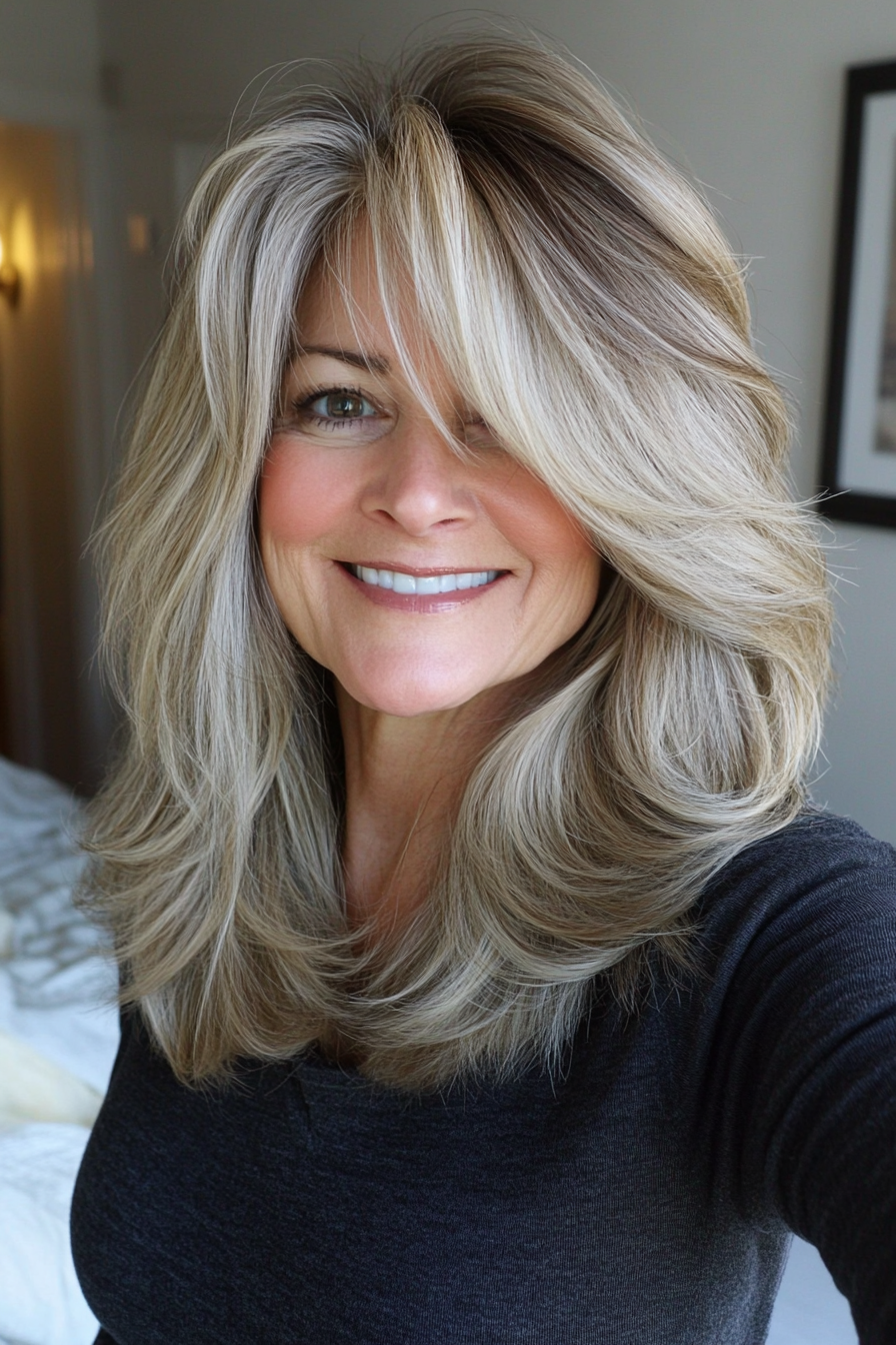9. Layered Shag – Dark Blonde (Hairstyles For Older Women) - Hairstyles For Older Women