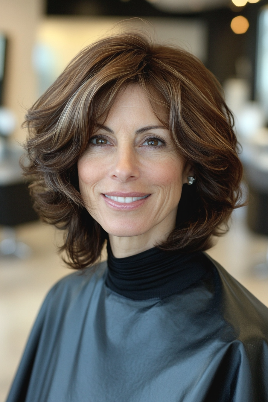 11. Sleek Shoulder-Length Cut – Medium Brown (Hairstyles For Older Women) - Hairstyles For Older Women