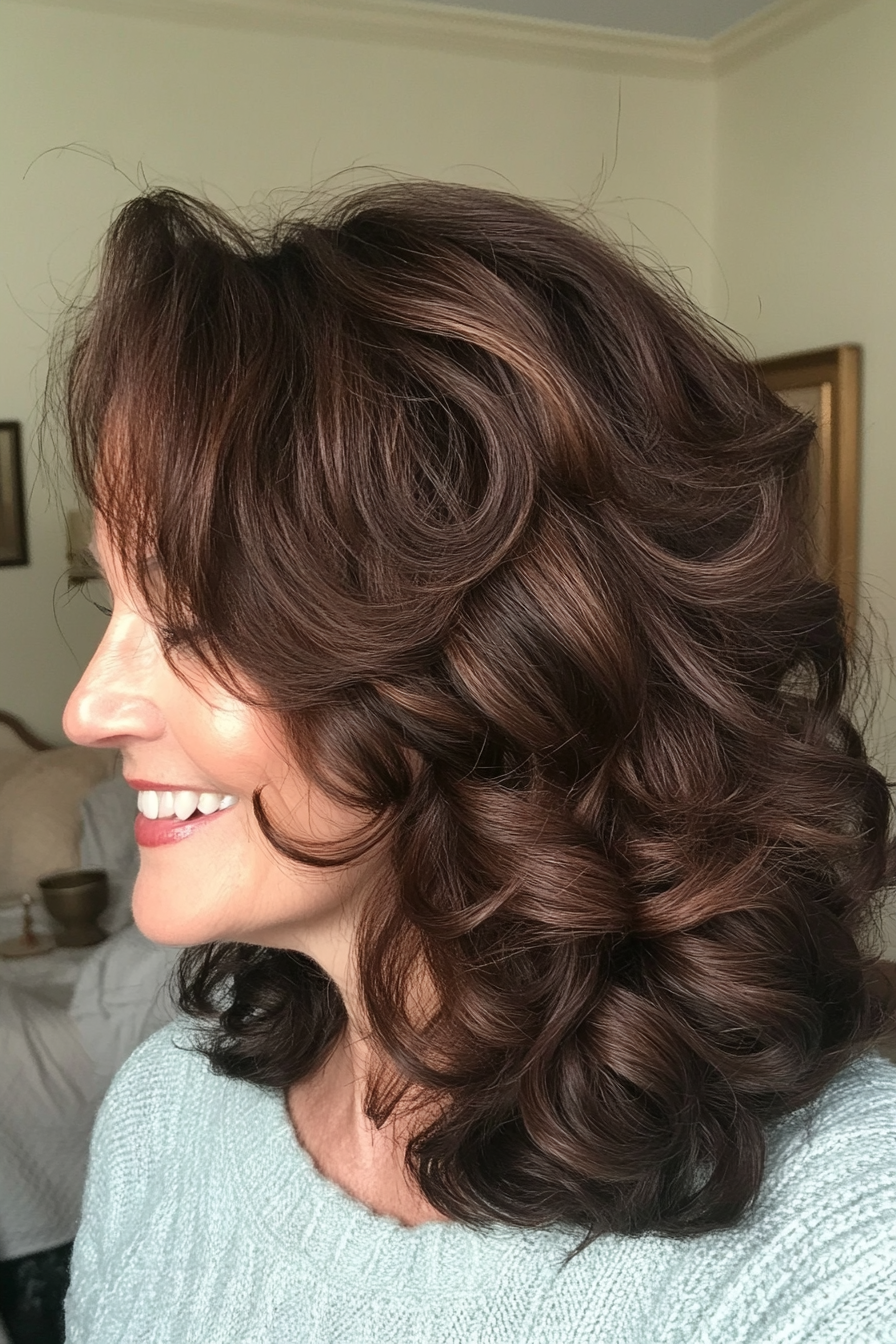 18. Bouncy Curly Layers – Dark Brown (Hairstyles For Older Women) - Hairstyles For Older Women