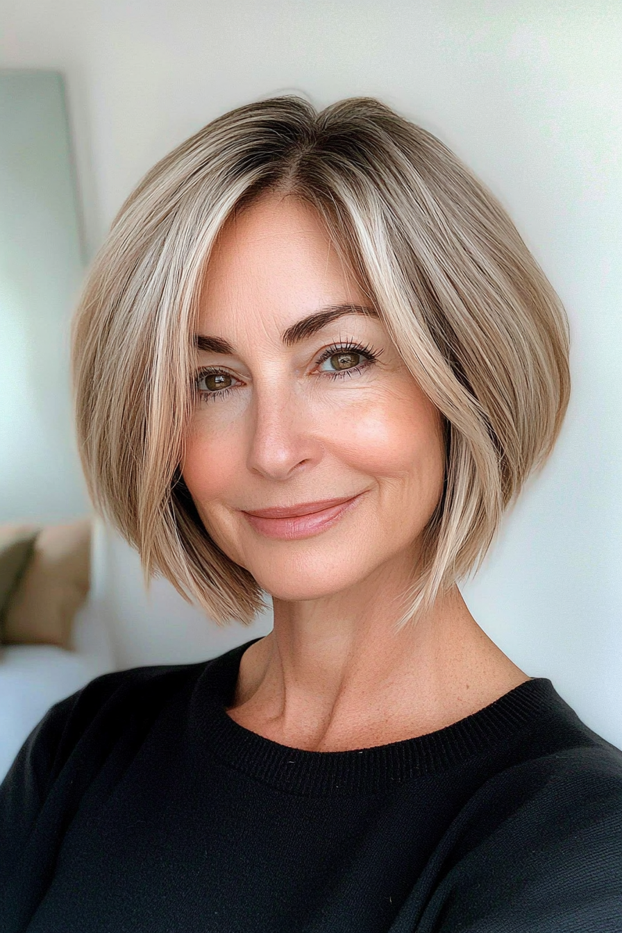 9. Flipped Bob with Soft Layers (Shorter Haircuts For Older Women) - Shorter Haircuts For Older Women