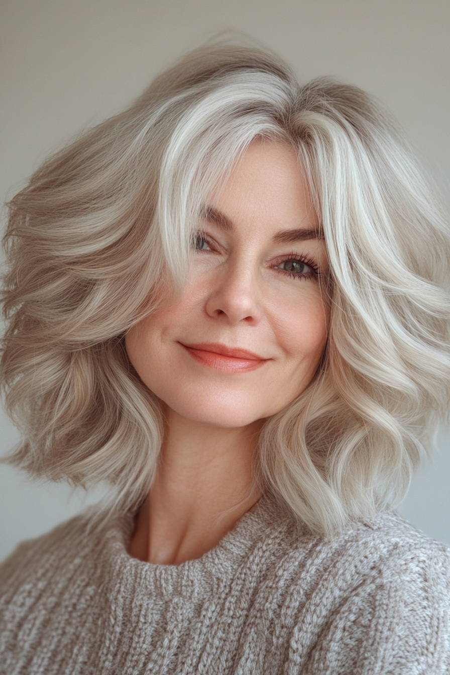 12. Soft Curls with a Layered Bob (Shorter Haircuts For Older Women) - Shorter Haircuts For Older Women