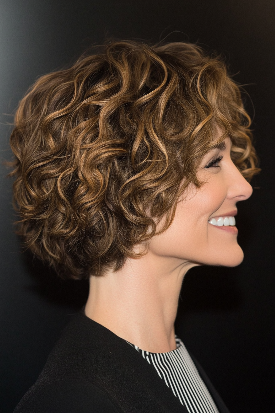 21. Curly Short Bob (Shorter Haircuts For Older Women) - Shorter Haircuts For Older Women